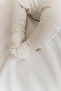 Newborn tights with slippers off white
