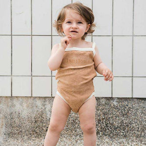 French terry towel baby body Indian Tan