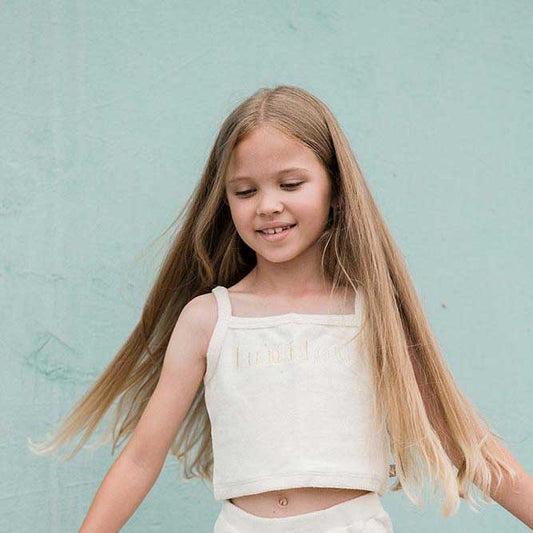 French terry towel girls top Off White